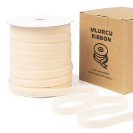 Cream Velvet Ribbon 3/8 Inch 50 Yards Pearled Ivory Velvet Ribbon Thin Cream Velvet Ribbon for Christmas Tree Gift Wrapping Velvet Bows Making DIY Crafts Wedding & Home Decor