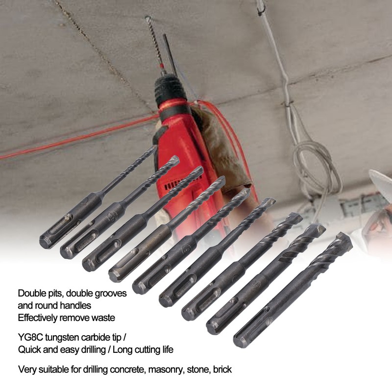 Masonry Drill Bit Set Carbide Tip Rotary Hammer Tool for
