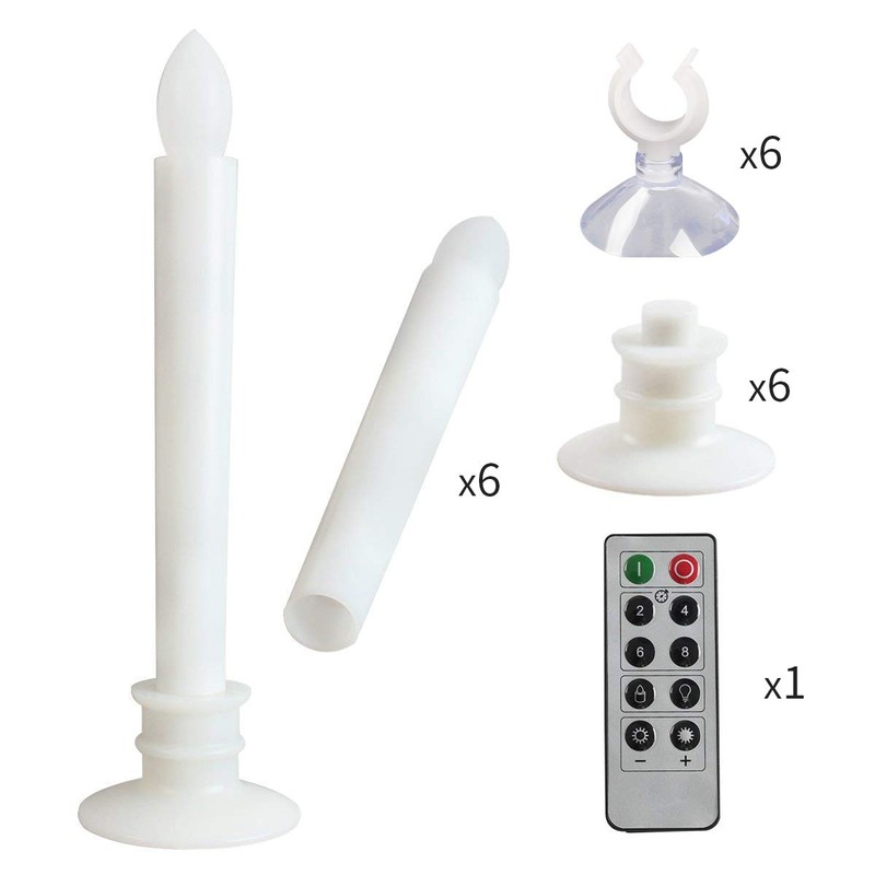 Flameless Candles with Remote Timers for Window 6PCS Battery Window