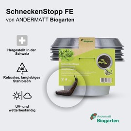 Andermatt Biogarten SchneckenStopp FE Small - Pack of 3, Natural Snail Protection Made of Robust Sheet Steel, Reusable Snail Collar, Swiss Original, Galvanised