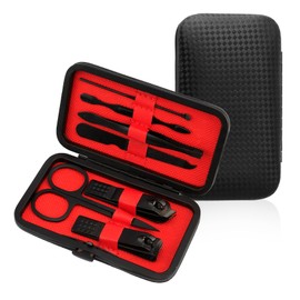 Manicure Set, Nail Clippers Kit, 7 Pcs Manicure Pedicure Kit Men Personal Care Tools Accessories, Black Nail Care Kit with Travel Case Grooming Gifts for Men Teens Boys Dad Boyfriend Father Women Mom