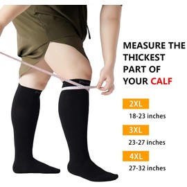Premium Graduated Compression Socks for Wide Calves - Breathable Bamboo Fiber Stockings, for Men & Women, Running, Travel & Varicose Vein Relief (3X-Large)