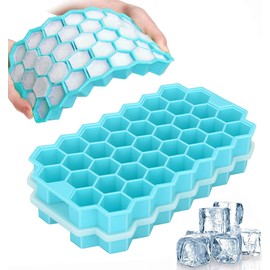 Azyh Ice Cube Trays with Lid, 2 Pack Silicone Ice Cube Trays with Lid-37 Grid, Easy-Release 74 PCS Small Ice Cubes for Iced Coffee Cocktail Whisky Chocolate Soup Food,BPA Free,Durable,Dishwasher Safe