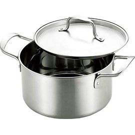 Chef's Pot CPW-200 Double Handled Pot, 7.9 inches (20 cm), Stainless Steel, Deep Pot, Induction Compatible