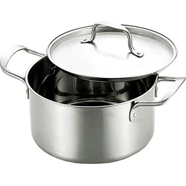 Chef's Pot CPW-200 Double Handled Pot, 7.9 inches (20 cm), Stainless Steel, Deep Pot, Induction Compatible