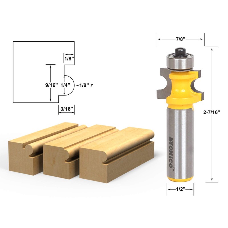 YONICO Bullnose Beading Router Bits 1/4-Inch Bead 1/2-Inch Shank 13191