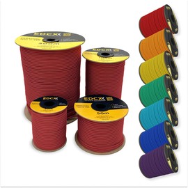 EdcX 4mm Nylon Paracord 550 15m (50 feet) - Type III, 100% Nylon Rope, 7 Strand Rope, 4mm Nylon Rope in Solid Colors (Red, 15 m)