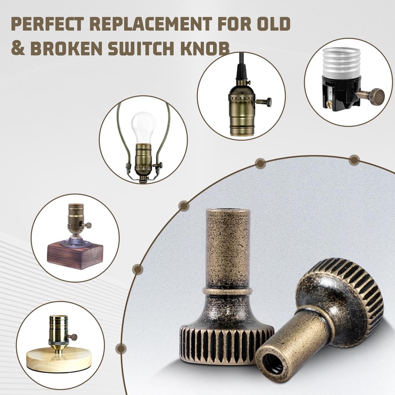 GooChan Lamp Switch Knob,Turn On/Off Brass Light Switch Knob Replacement,Standard