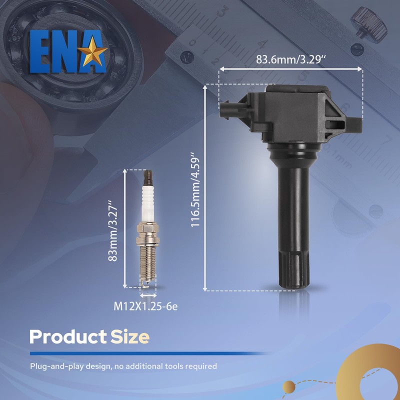 ENA Set of 4 Ignition Coil & Iridium Spark Plug