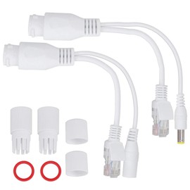 12V Adaptador de POE Pasivo, PoE Splitter Power Over Ethernet Divisor de Cable POE Adaptador, Impermeable, Para Cámara de Vigilancia, Punto de Acceso Inalámbrico (Blanco)