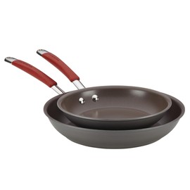 Rachael Ray 87633 Cucina Hard Anodized Nonstick Frying Pan Set / Fry Pan Set / Hard Anodized Skillet Set - 9.25 Inch and 11.5 Inch, Gray