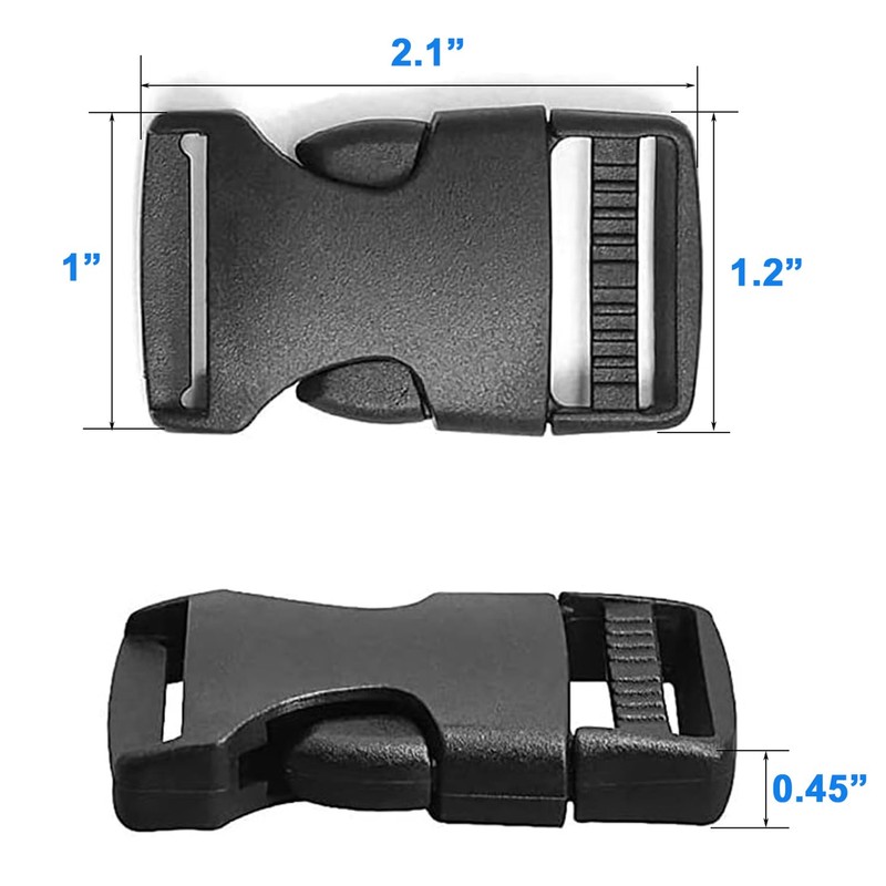 Gasea 20Pcs 25mm(1") Side Release Buckles, Adjustable Replacement Buckle Clip
