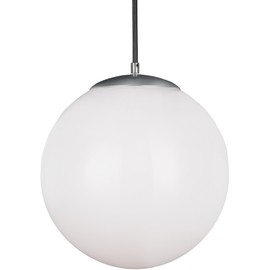 Sea Gull Lighting 6024-04 Leo - Hanging Globe One Light Pendant Hanging Modern Light Fixture, Satin Aluminum Finish