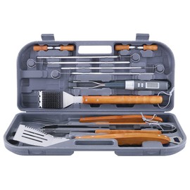 Mr. Bar-B-Q 94122X 12-Piece Tool Set with Bonus Thermo Fork, Gray