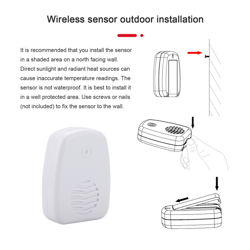 Wireless Electronic Thermometer Indoor Outdoor Home Digital Weather Station Clock