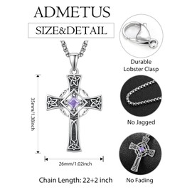 June Birthstone Cross Necklace Sterling Silver Celtic Cross Necklace for Men Garnet Cross Pendant Necklace Irish Jewellery June Birthstone Gifts for Men