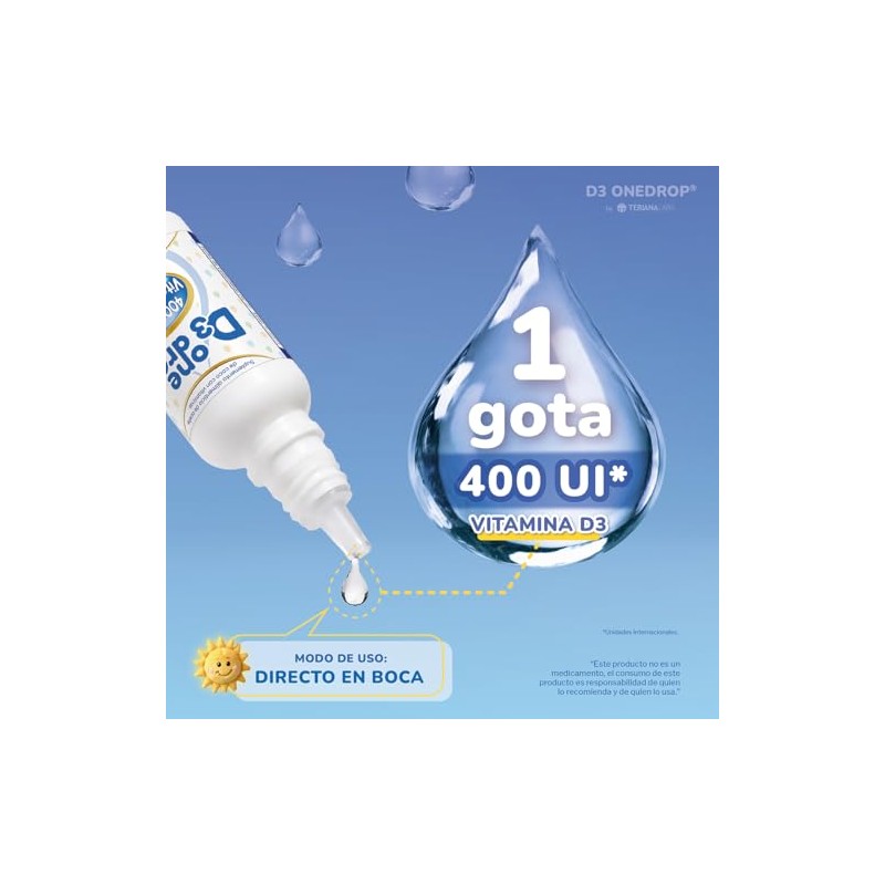 Vitamina D3 ONEDROP frasco con 10 mL, 400 UI
