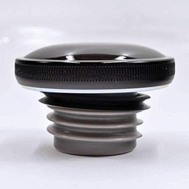 Screw-In Non-Vented Gas Cap - Gloss Black - Fits 1996-2019 Harley Big Twin Models - Left Hand Thread