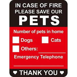 Pets Inside Fire Save Our Pets Sticker,MeshaKippa 5pcs 4x5.3 inch Pet Inside Emergency Save Pet Sticker for Door,Rescue Sticker for Home Window