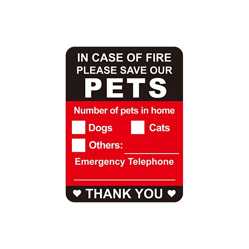 Pets Inside Fire Save Our Pets Sticker,MeshaKippa 5pcs 4x5.3 inch