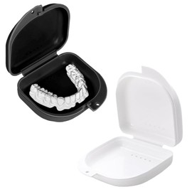 2 Stück Zahnspangendose,Zahnspangendose Glitzer,Gebissdose,Prothesendose,Retainer Box,Zahnschiene Box,Zahnersatz Aufbewahrung, Zum Aufbewahren Von Zahnspangen Oder Zahnschienen (Schwarz & Weiß)