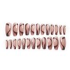 Handcess Coffin Shiny False Nails Brown Line False Nails Long