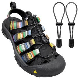 Elastic No Tie Shoe Laces Replacement Stretchy Bungee Laces for Keen Newport Water Sandal Shoe(Color:Black&White,Size:40Inch)