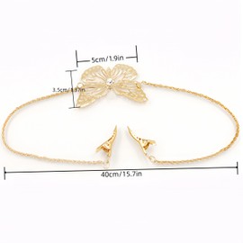 FWCXKK 2PCS Leaf and Butterfly Hair Clips for Women,Female Rhinestone Gold Butterfly Chain Alligator Clips Hair Accessories Alloy Clamps Hair Clip Set