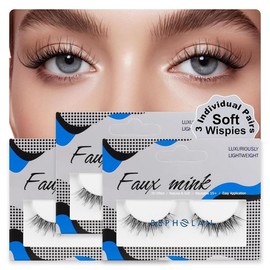 Bepholan 3D Super Fluffy False Lashes Natural Soft Wispy Lashes 3-Pack Faux Mink Lashes Reusable Strip Lashes - Specification: CM11