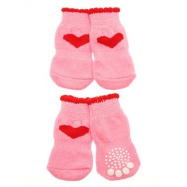 UrbanPup Pink Hearts Pet Socks (Large - Dog Foot Width: 1.5" / 35mm)