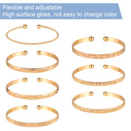 7pcs Gold Cuff Bracelets for Women, Stackable Women's Cuff Bracelets Set Open Adjustable Cuff Bangle Bracelets Metal Layered Trendy Jewelry Gift for Girls
