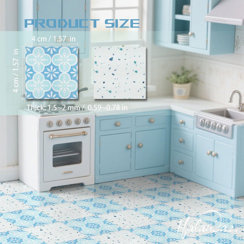 Halandar Dollhouse Flooring Tiles on 1/12 1/6 Scale Miniature Decor