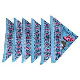 THE Unltd India Teal Cloth Napkin, 100% Cotton 18x18 inch Set of 6 Floral Napkins, Block Printed Decorative Table napkin for Dining, Unique Gift for Thanksgiving, Christmas, and Anniversary (45x45 cm)