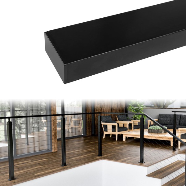 Muzata Muzata 6'6" Aluminum Black Cable Railing Handrail Rectangular Handrail