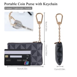 LJCZKA Mini Coin Purse PU Leather for Women and Men, Portable Coin Purse with Keychain, Small Zip Coin Pouch, 11,5x7,5x1.5cm