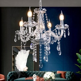 YYSHCHEN Crystal Chandeliers for Dining Room,Small Clear Glass Chandeliers,Classic Pendant Ceiling Lighting Fixture,Plug in Chandelier for Living Room,Bedroom,Bathroom,Closet