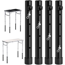 FUNYKICH Folding Table Leg Extenders, Durable Steel Folding Tables Leg Risers for Straight and Bent Legs, Adjustable Table Height Extenders for Rise 3.6/6.8/9.9/13in (4 Adjustable Heights)