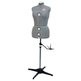 SINGER | Grey Dress Form Fits Sizes 10-18, Foam Backing for Pinning, 360 Degree Hem Guide - Sewing Made Easy