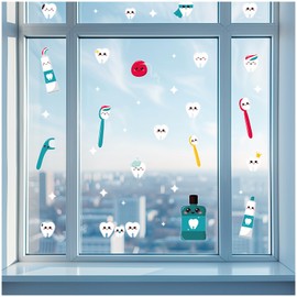 Yabaduu Window Stickers 3 x DIN A4 Sheets Window Film Sticker for Children Bathroom Children's Room Living Room Sticker Waterproof Y076 (11 Teeth)