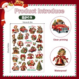 8 Sheets Retro Christmas 200+ Xmas Festival Temporary Tattoos Merry Christmas Themed Temporary Tattoos Party Favors Supplies Prizes Rewards