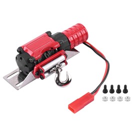 Simulation Climbing Car Winch, Remote Control Model Accessory Metal Winch for 1/10 Scale RC Crawler Car(Red)