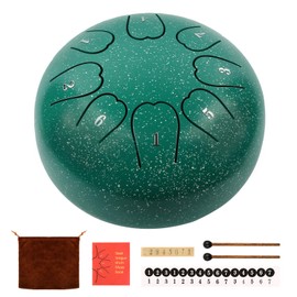 Weipoken Rain Drum for Outside 6 inch 8 Notes, Steel Tongue Drume with Mallets for Musical Education Entertainment Gifts (Green, 6 Inch)
