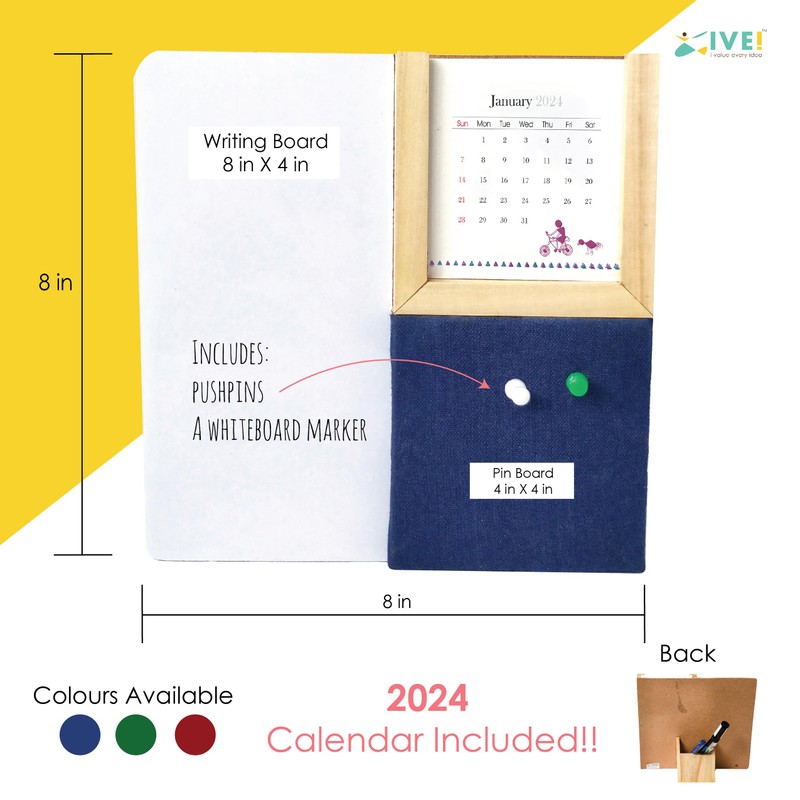 IVEI Warli Desk Calendar with Whiteboard, Pin Board & Pen