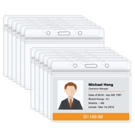 Soleebee ID Card Holder Waterproof Plastic Transparent Card Holder ID Card Sleeves ID Card Holder Name Tags Protective Cover for ID Cards School Office (Pack of 12 Horizontal - Men)
