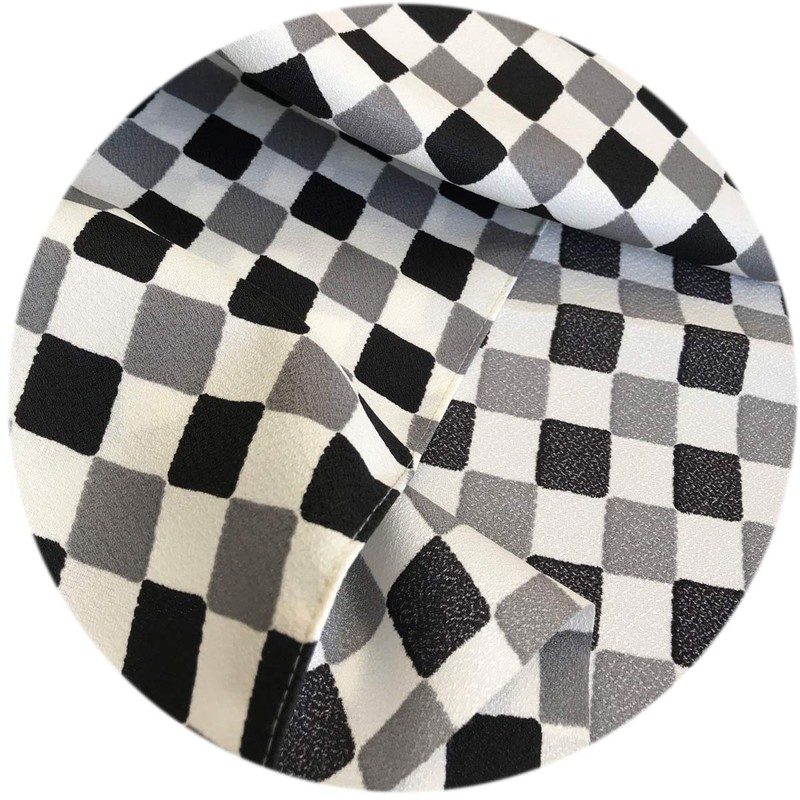 Fashionable Workshop Furoshiki Eco Cloth, Men's, Checkered, White, Black, Polyester,