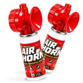 Druvian Air Horn, 130dB Loud Emergency Horn, Portable Safety Signal Horn, Marine Air Horn for Boating Sporting Events Camping Hiking Outdoor Alert, Red 1.4oz