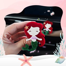 ORIESSE Mermaid Car Air Freshener Vent Clips Car Aroma Diffuser Cute 3D Acrylic Anime Car Accessories Refillable Essential Oil Car Scents Decoration Outlet Clips Girly New Car Decorations