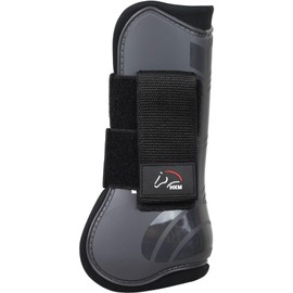 RL24 - Gaiters & Fetlock Caps (Set of 4) | Horse Leg Protection with Velcro Fastener | Soft Lined, Anatomically Shaped & Shock Absorbing | Pony & Horse Accessories in Grey for Pony
