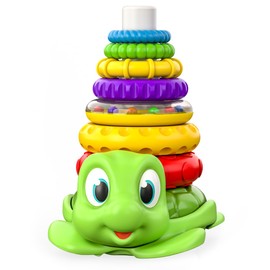 Move2Play Stacking Toy, Includes 7 Unique Rings, Montessori Development, Baby Toy, Gift for 1 Year Old Boys & Girls, Ages 0-6+, 9, 10, 12, 18+ Months (Turtle Stacker)
