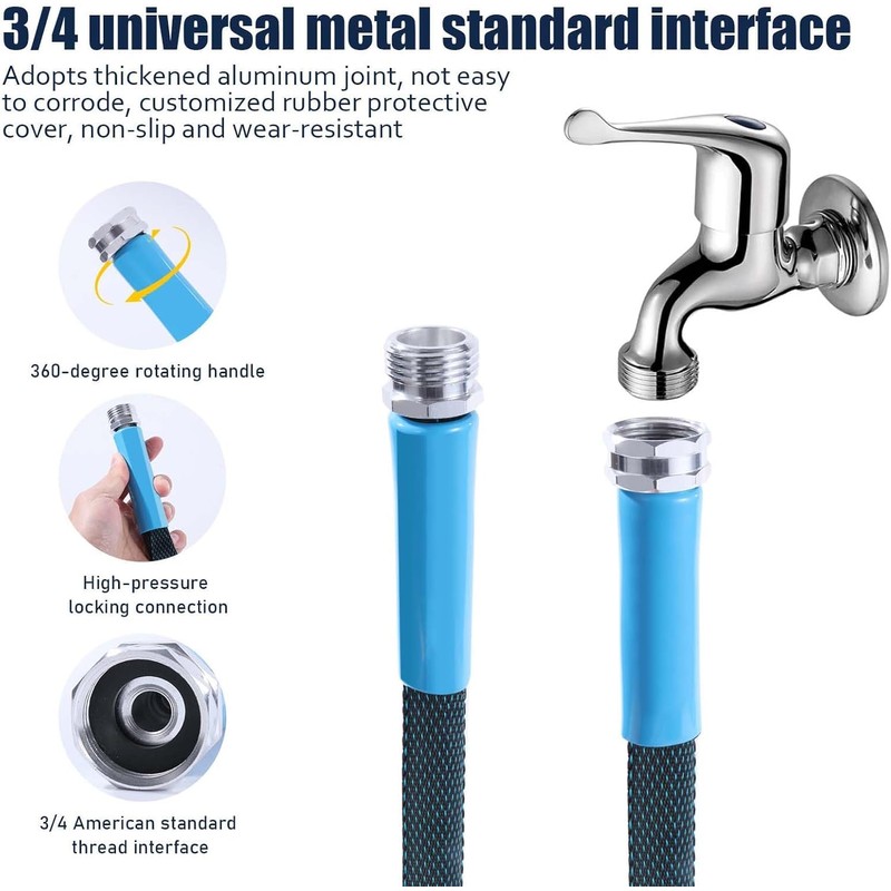 Garden Hose 75 Ft with Nozzle - Durable & Leak-Free